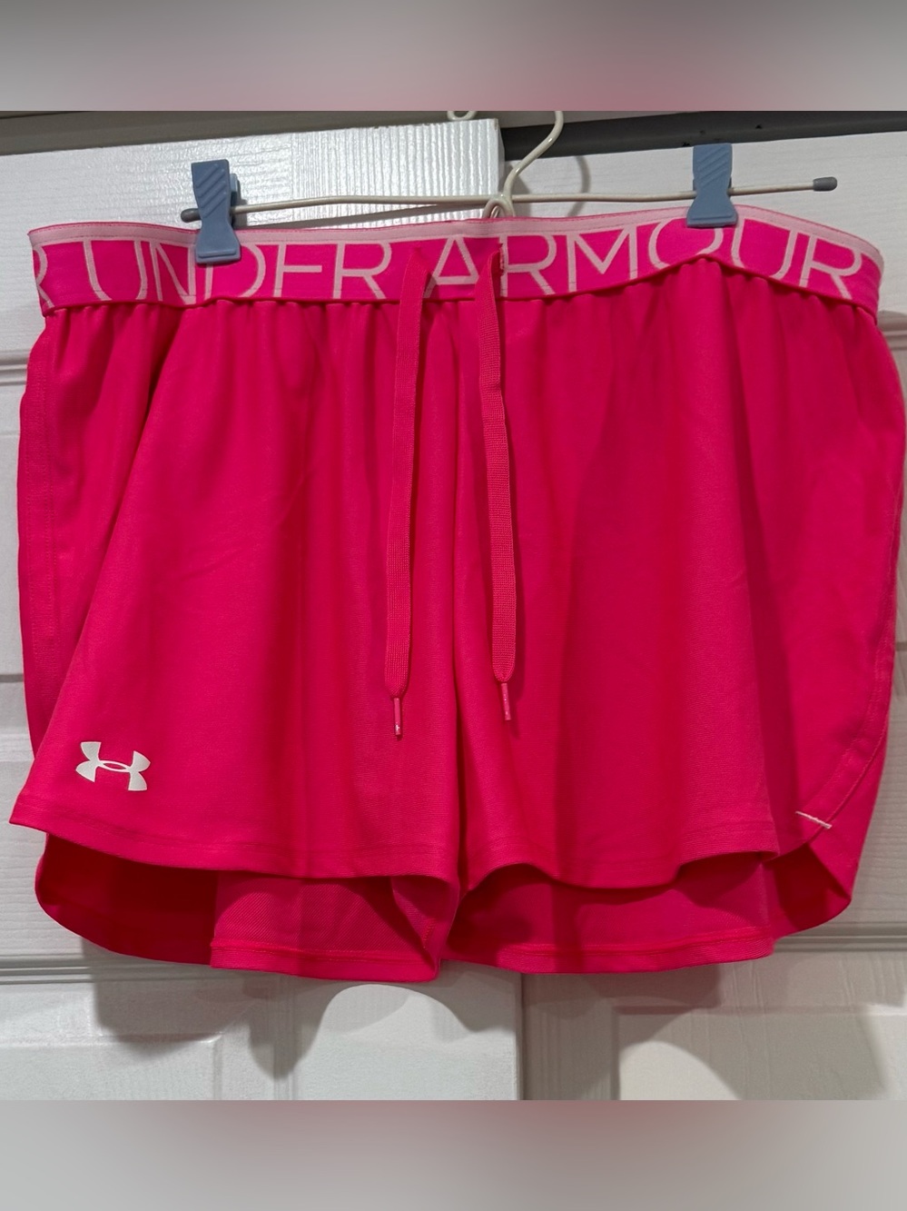 Under Armour Hot Pink Women's Athletic Shorts with Logo Waistband